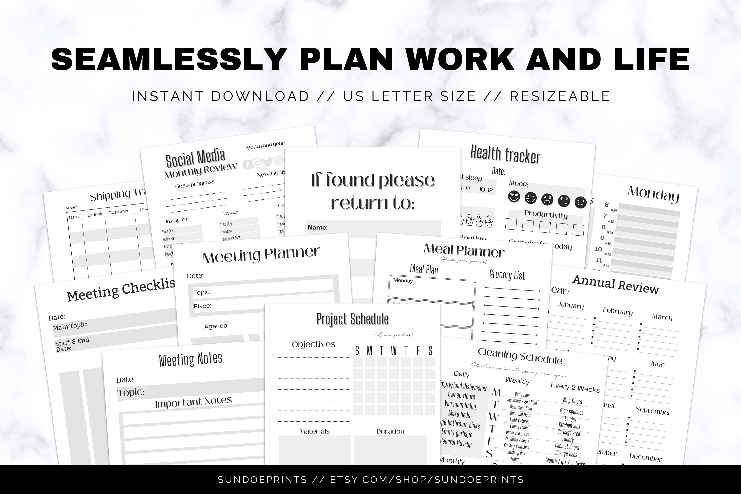 Ultimate Work Life Planner, Customizable Planner Template, Printable ...
