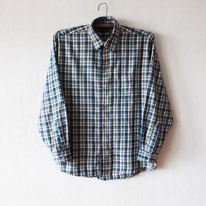 Camisa a cuadros Camisa de trabajo marrón y azul Camisa a cuadros para hombre Camisa Oxford estilo hipster grunge Camisa de manga larga Camisa estilo leñador estilo indie talla grande