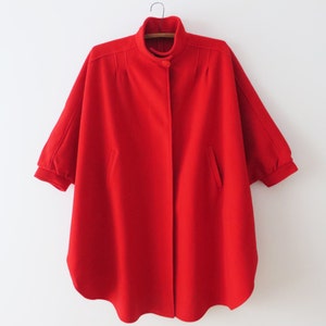 Hot Red Cape Coat Red Wool Poncho Women Felt Wool Cape Winter Blanket Coat Wool Cape Coat Red Wool Cloak Warm Capelet Size Large Outerwear