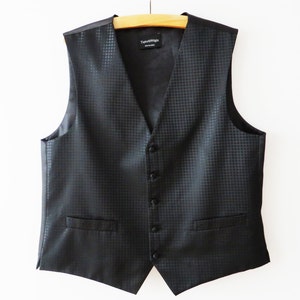 Black Mens Vest Steampunk Vest Classic Black Waistcoat Gentlemen&#39;s Vest Edwardian Wedding Grooms Formal Vest Victorian XL Large Vest