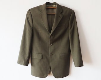 Blazer vintage marrón a cuadros de lana y cachemira - CHAPS - Talla mediana