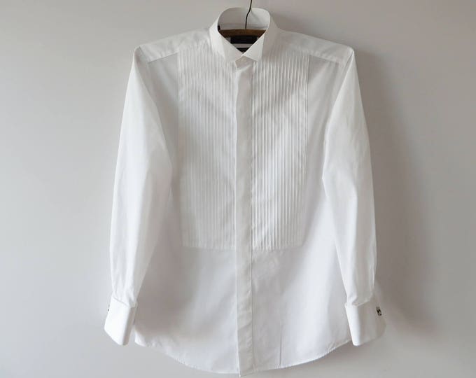 White Tuxedo Shirt French Cuffs Shirt Spread Collar Shirt Prom Wedding ...
