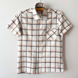 Camisa de hombre a cuadros, camisa de verano, camisa a cuadros con botones de manga corta, ropa de trabajo, regalo de novio, talla pequeña