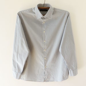 Patterned Men Shirt Long Sleeve Cotton Shirt Formal Button Up Shirt Button Down Shirt Country Wedding Gift for Him Size Large