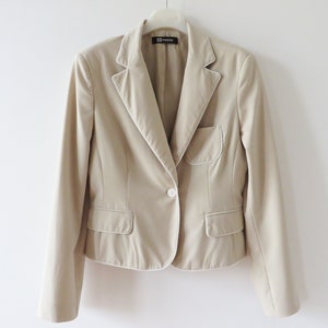 Blazer beige vintage: giacca da completo monopetto, taglia media