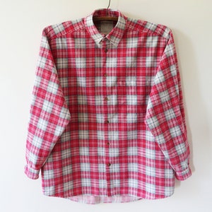 Camisa de cuadros para hombre, camisa de trabajo de algodón a cuadros rojos, camisa Oxford estilo grunge, camisa hipster de manga larga, estilo leñador indie, regalo para él, talla XL grande