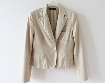 Blazer beige vintage: giacca da completo monopetto, taglia media