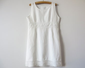 Witte linnen jurk geborduurde dames zomerjurk mouwloze tuniekjurk witte zonnejurk linnen strandjurk cadeau voor haar plus maat XL groot
