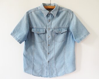 Denim Shirt Navy Blue Jeans Chemise 