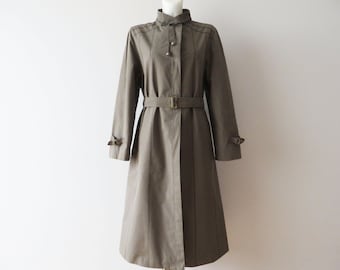 80s Gray Trench Coat Belted Women Trenchcoat 1980s Lined Preppy Raincoat Feminine Spring Overcoat Bartsons Trench Gift for Her Size Small