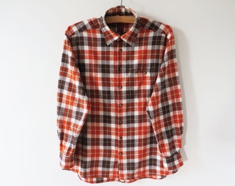 Men Flannel Shirt Plaid Cotton Checked Shirt Long Sleeve Work Shirt Plaid Western Shirt Button up Chemise Gift for Him Large Size