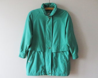 80s mujeres Parka chaqueta verde corta gabardina hipster chaqueta con hombreras ligeras primavera ropa exterior almohadillas regalo para su tamaño grande