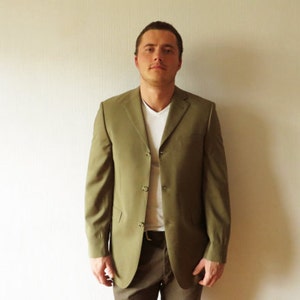 Brown Wool Blaizer Khaki Beige Sport Coat Wool Sport Coat Mens Preppy Jacket Urban Casual Clothing Hipster Boyfriend Gift XL Large Size