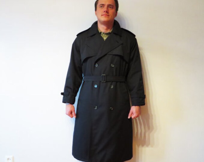 Classic Men's Trench Navy Blue Trench Coat Double Breasted - Etsy