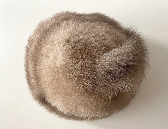 Mink fur women's hat, beige real Mink ladies cap … - image 5