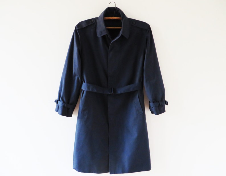 Navy Trench Coat Warm Classic Men's Trench Dark Blue Etsy