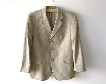 Italian Linen Blazer Sport Coat. Silk Lined. Mens Size L. Vintage