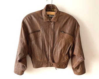 ヴィンテージ80年代レザーボンバージャケットメンズ：レトロバイカー