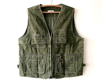 Gilet da esterno color kaki, gilet da lavoro multiuso, gilet da lavoro verde oliva con tasche, taglia 3XL