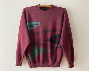 Vintage 90-tals Crimson ullblandad tröja - Herr Medium