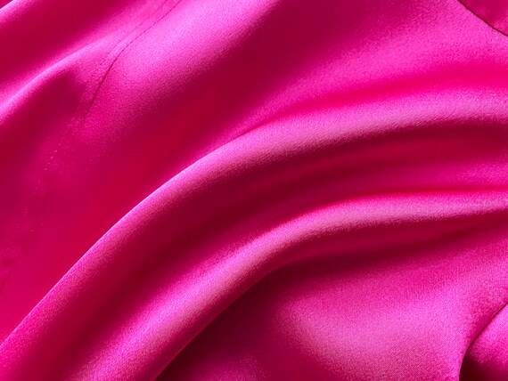 90s Raspberry pink blouse, bright silky polyester… - image 7