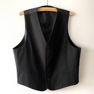 Black fitted men&#39;s waistcoat, Men steampunk vest, formal gentlemen&#39;s vest, men office wear, wedding groom, gift idea for him, large