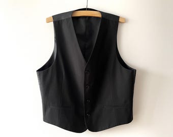 Zwart getailleerd herengilet, steampunkvest heren, formeel herenvest, herenkantoorkleding, bruidegom, cadeau-idee voor hem, groot