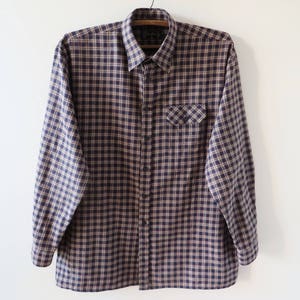 Camisa a cuadros para hombre, camisa azul marino a cuadros, camisa de trabajo para hombre, camisa Oxford grunge, camisa de manga larga, camisa estilo leñador hipster indie, camisa talla XL grande
