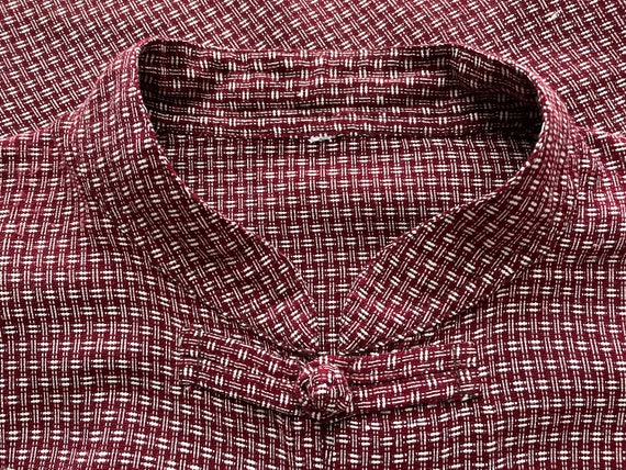 Mandarin collar men's Chinese shirt, Burgundy red… - image 4