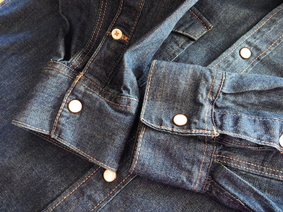 Chemise en jean pour homme Bleu marine Jeans Chemise a manches longues en coton bleu fonce Chemise boutonnee Denim Jean Veste Boyfriend Chemise Taille Petite Etsy France