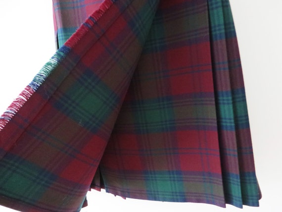 Vintage 80s Women Wrap Skirt Tartan Skirt Wool bl… - image 2