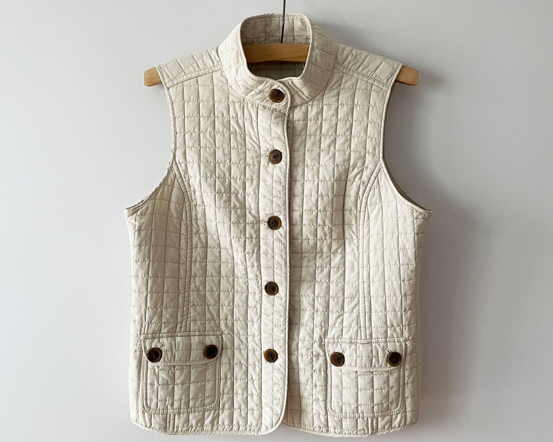 Ivory Beige QUILTED Vest Winter Home Waistcoat Sleeveless Etsy Finland