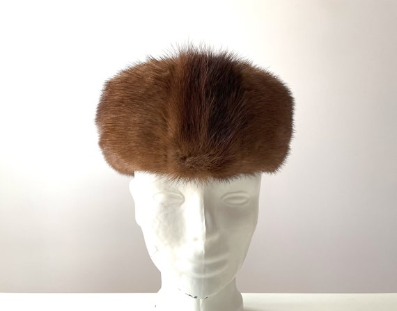 80s Mink fur hat, brown real mink ladies hat, for… - image 2