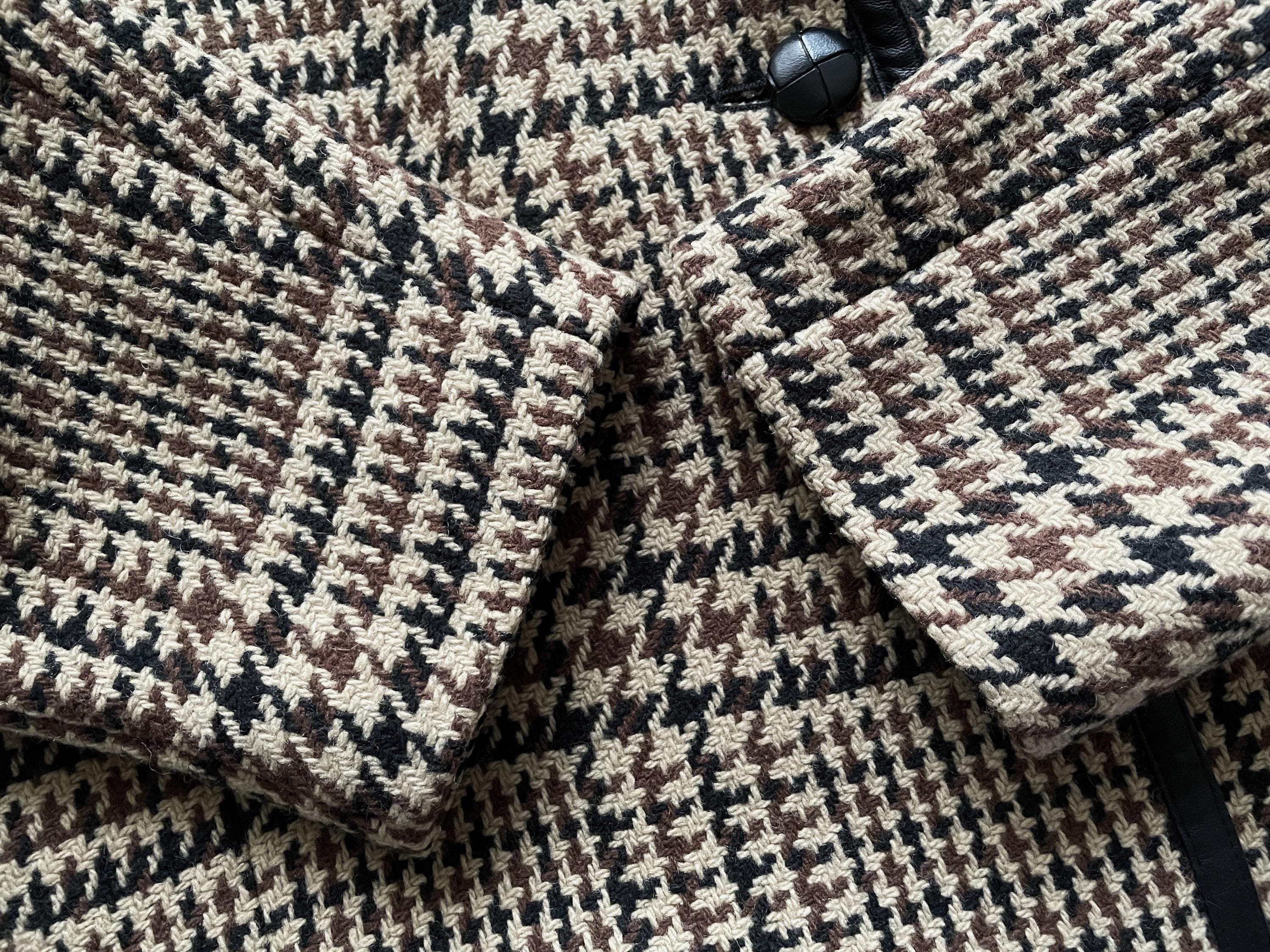 Vintage Houndstooth Wool Coat: Jonathan Michael Plaid Overcoat