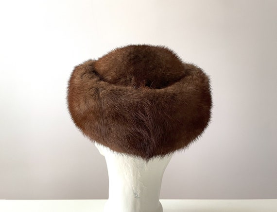 80s Mink fur hat, brown real mink ladies hat, for… - image 4