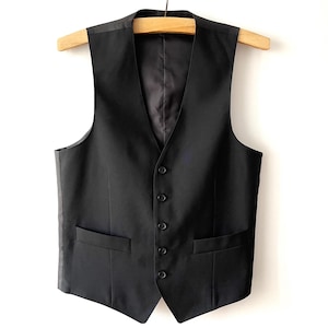 Vintage Black Fitted Waistcoat: Men&#39;s Steampunk Vest, Size 46
