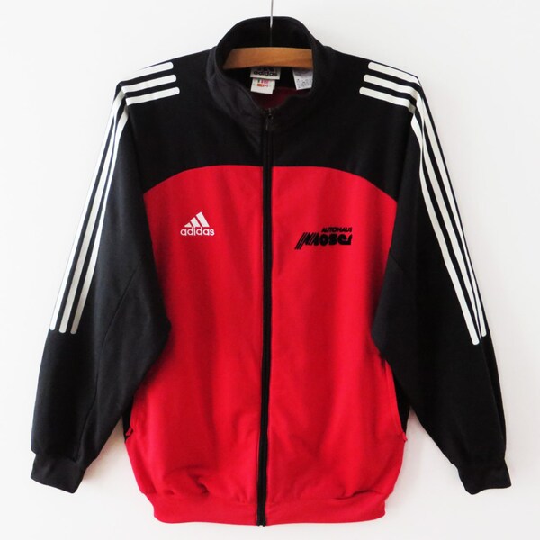 Adidas Sport Jacket Red Adidas Track Jacket Adidas Jogging Jacket Running Parka Adidas Three Stripes Jacket Tracksuit Jacket Medium to Large