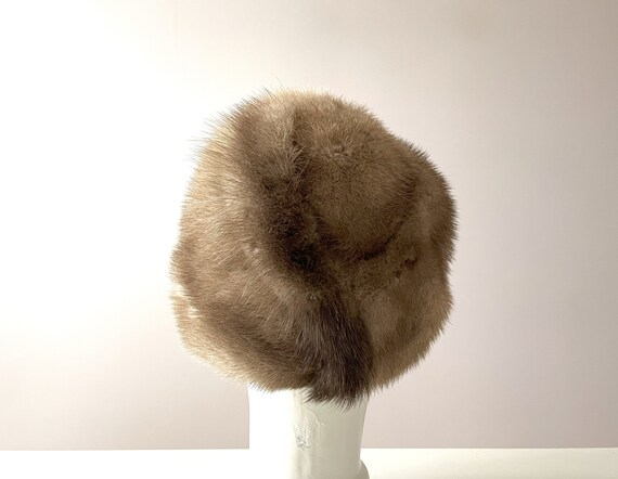 Mink fur women's hat, beige real Mink ladies cap … - image 4