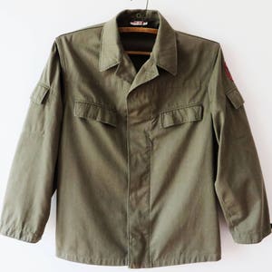 Khaki Work Jacket Vintage Uniform Jacket Olive Green Canvas Workwear Men Work Clothes Artist Wear Khaki Parka Chore Jacket Medium to Large