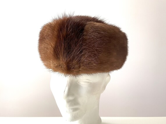 80s Mink fur hat, brown real mink ladies hat, for… - image 6