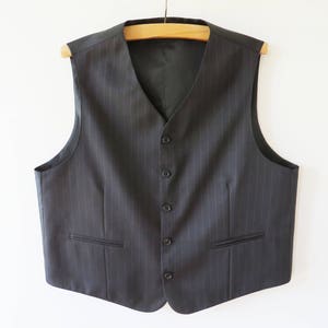 Black Steampunk Vest Striped Classic Formal Waistcoat Gentlemens Edwardian Victorian Vest Wedding Dress Up Clothing XL Large Size Vest