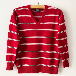 Vintage Red Striped Wool Blend Sweater - Medium
