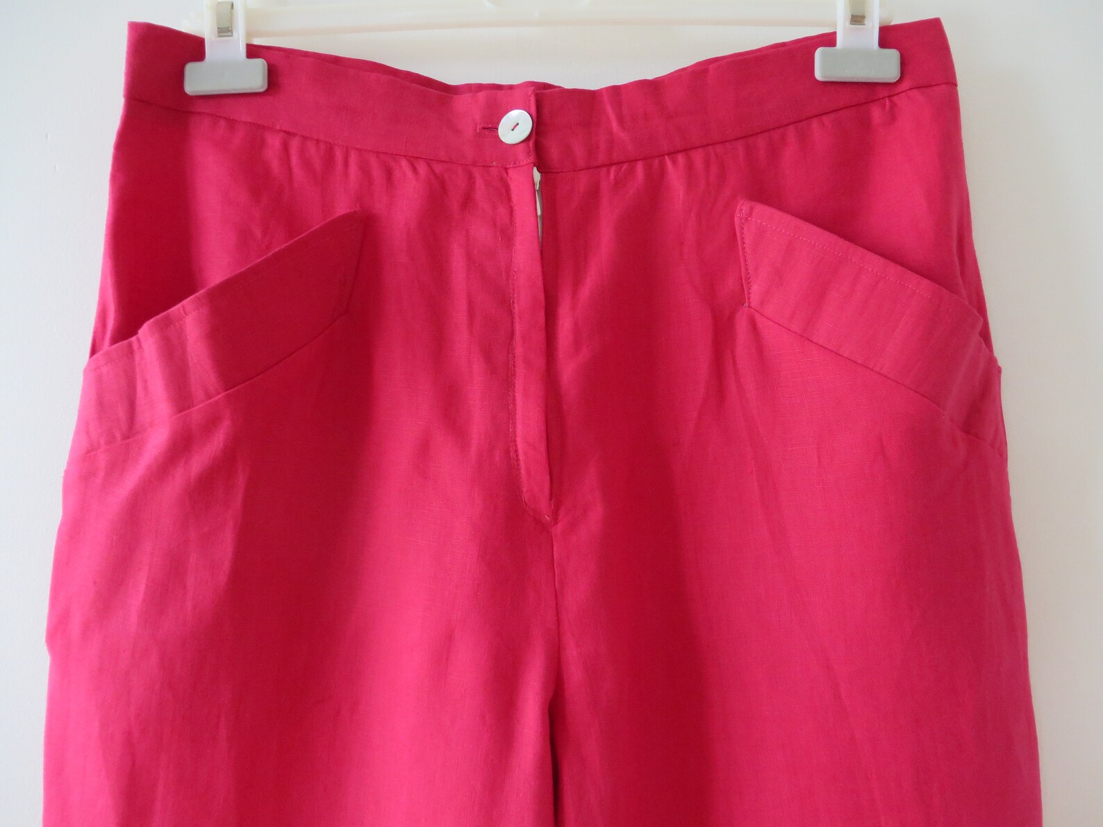 Vintage Fuchsia Linen Women Pants High Waist Trousers Peg Leg | Etsy