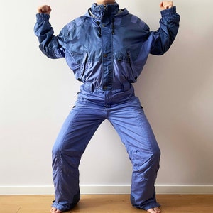 80s ski suit, One piece snowsuit, winter sport jumpsuit, purple all in one suit, winter snow festival wear, snow gear, snowboard suit