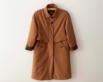 Parka pour femme des années 80, manteau marron avec bordure à carreaux écossais, veste parka longue, manteau d'hiver avec épaulettes, cadeau pour maman, grand