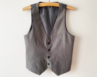 Grey men vest, Classic formal waistcoat, Wedding groom vest, edwardian victorian vest, gift for him, gray steampunk vest, size small