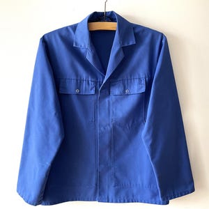 Canvas work jacket, royal blue cotton workwear, Men&#39;s work clothes, workers jacket, artist wear, utility chore jacket, size medium work wear