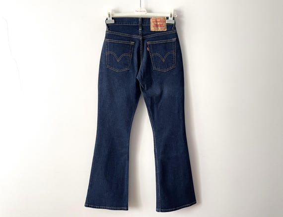 Vintage Levis 584 Jeans: High Rise Bell Bottoms, Navy Blue (W28