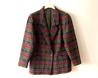 Giacca a quadri vintage / Blazer anni '80-'90 / Cappotto corto oversize e comodo / Capospalla retrò, taglia L