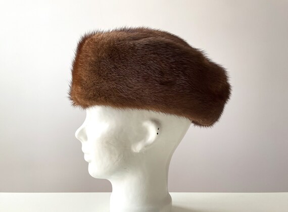 80s Mink fur hat, brown real mink ladies hat, for… - image 3